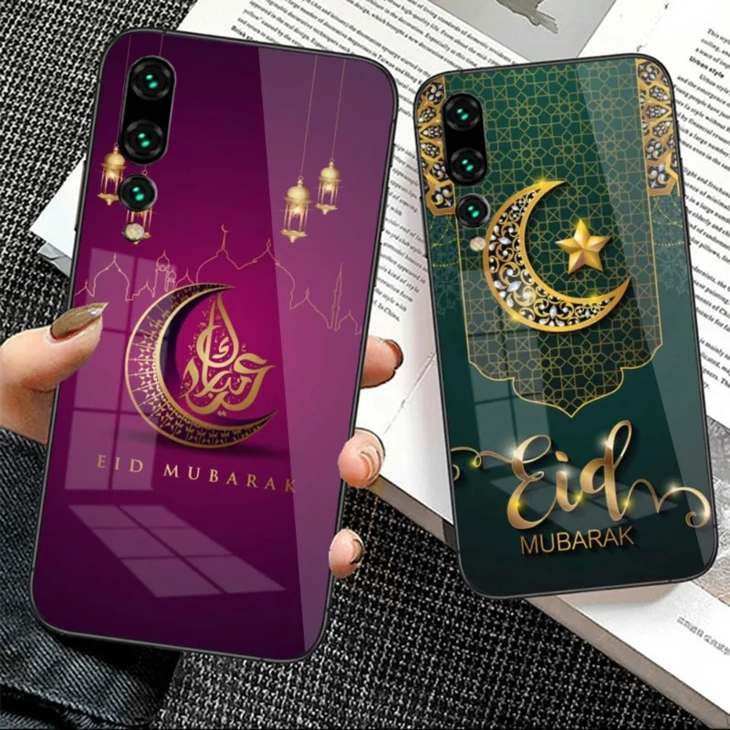 

Eid Mubarak Al Fitr Phone Case for Huawei P50 P40 P30 P20 Pro Mate 40 30 20 Pro Nova 9 8 7 PC Glass Cover Funda Shell