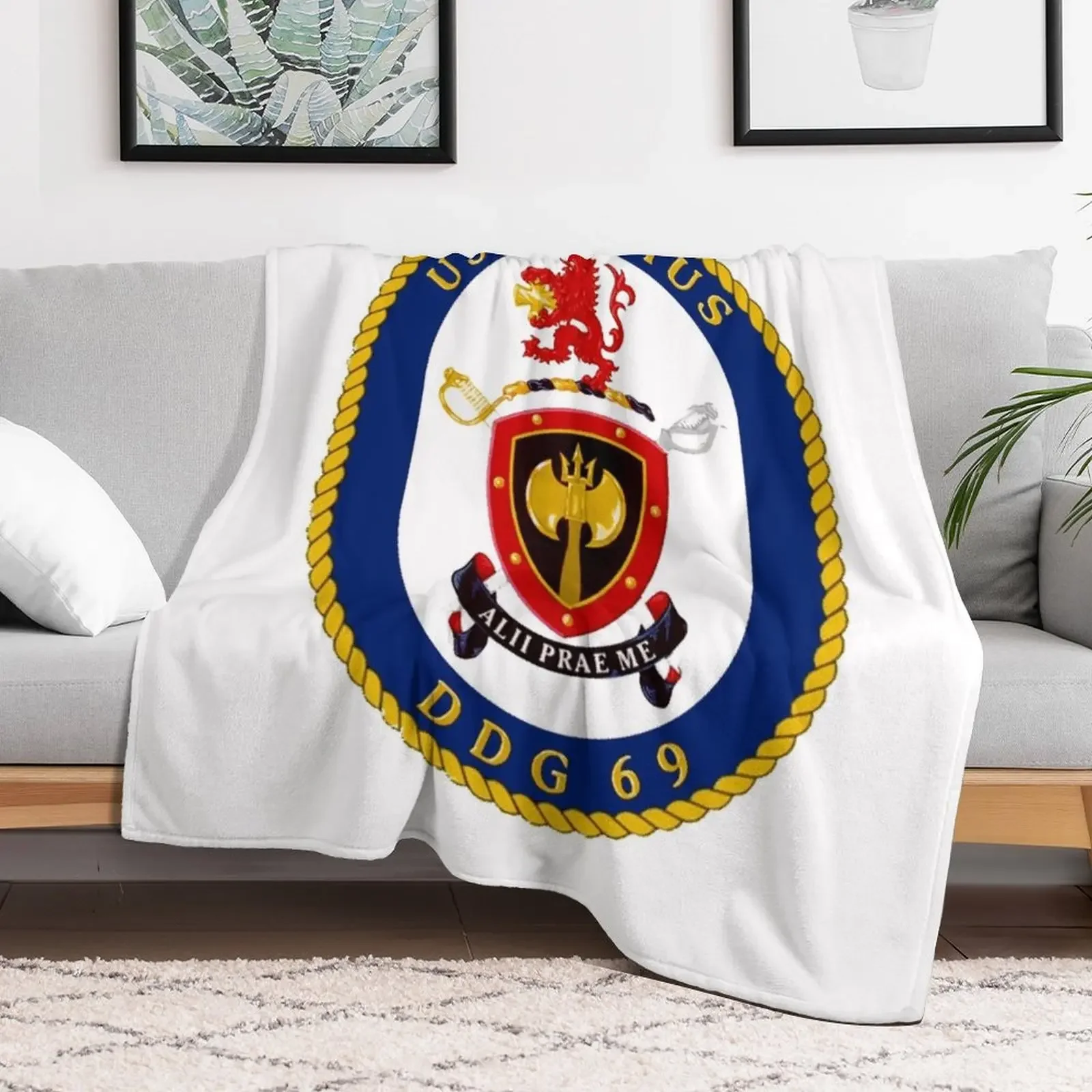 DDG-69 USS Milius Crest Плед Фланелевые дизайнерские диваны Термальные одеяла