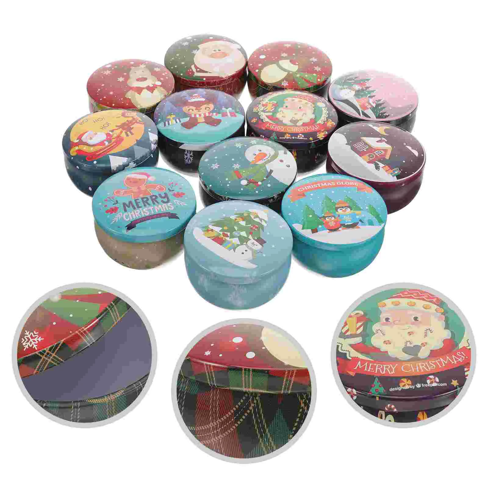 

Candles Christmas Theme Scented Boxes Empty Aromatherapy Small Tins Tinplate Containers Candle Cans Candle Jar RandomStyle