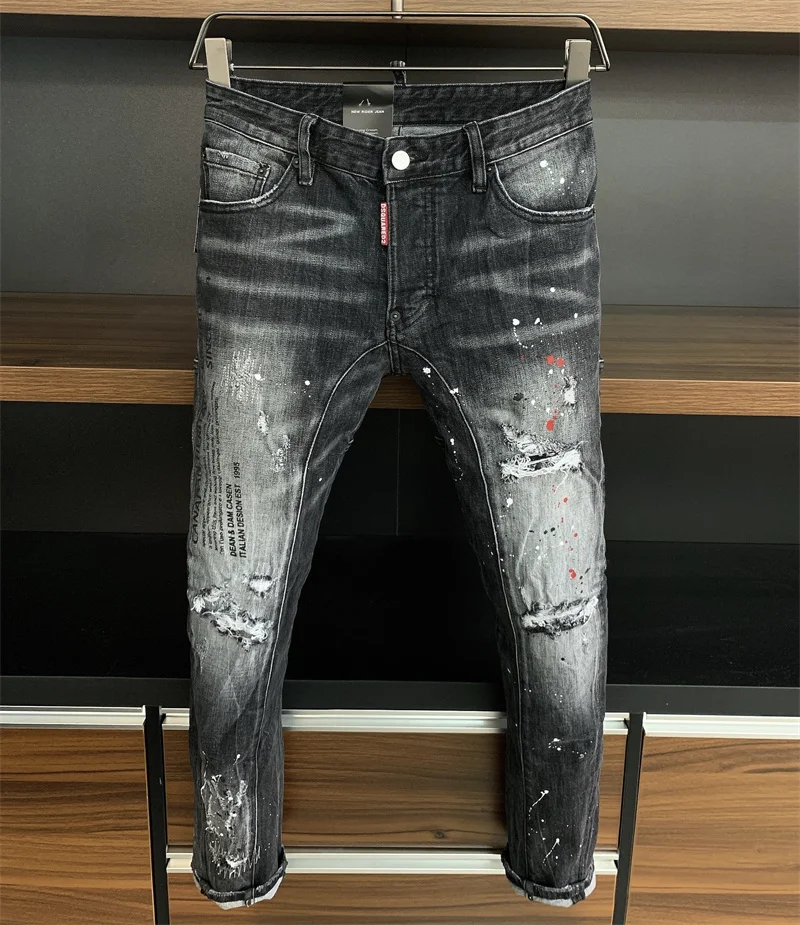 

Dsquared2 New Trend Fashion Men's Jeans Embroidery Tight Spring And Autumn Men's Jeans dsq17