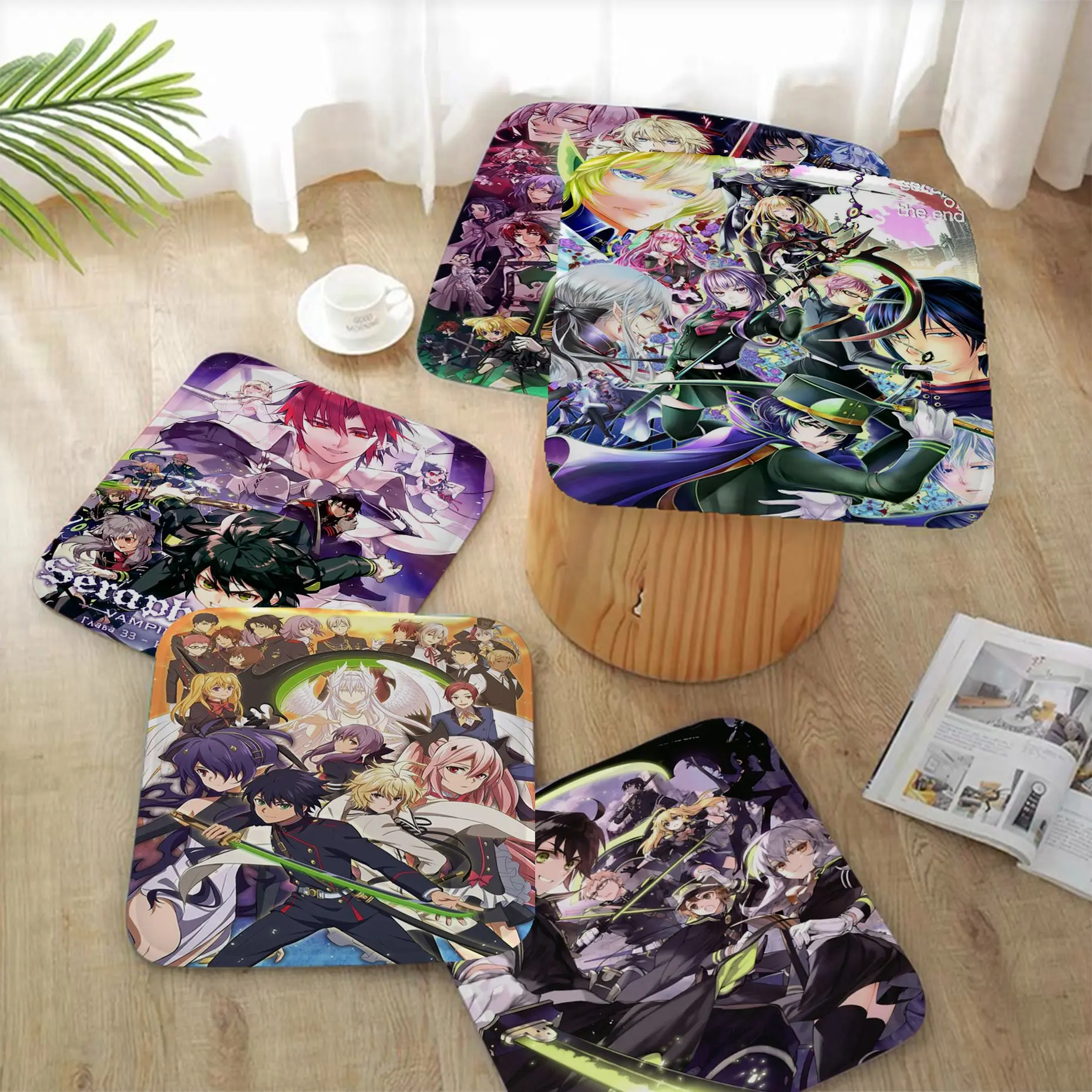 

Seraph Of The End Prints Modern Minimalist Style Dining Chair Cushion Circular Decoration Seat For Office Desk Seat Mat