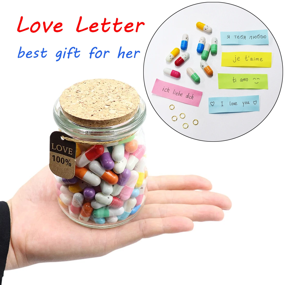 Декоративная банка капсульные буквы сообщение в бутылке подарок на День святого