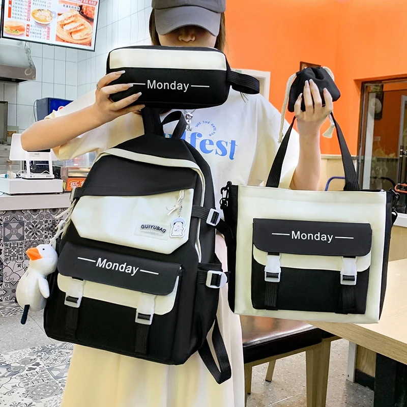 4 комплекта/шт. женский рюкзак для ноутбука школьные рюкзаки с лентами милый