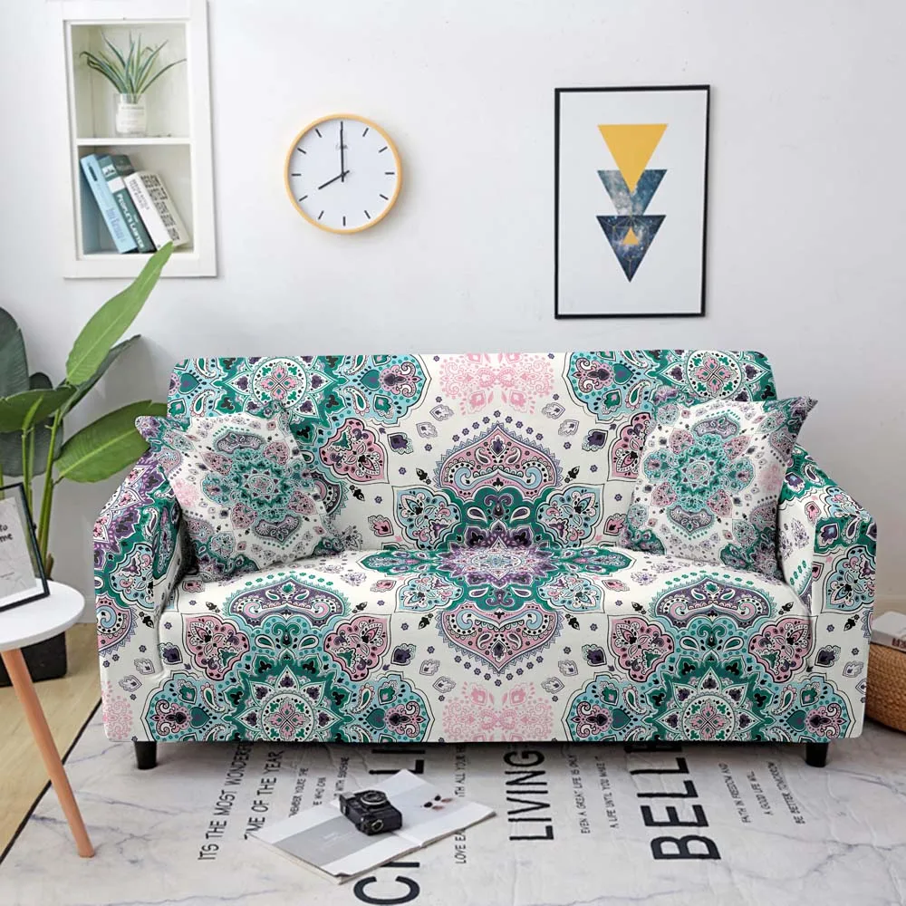 

Vintage Mandala Bohemian Print Sofa Covers for Living Room Antifouling Elastic Couch Cover Armchair Sectional Sofa Slipcover