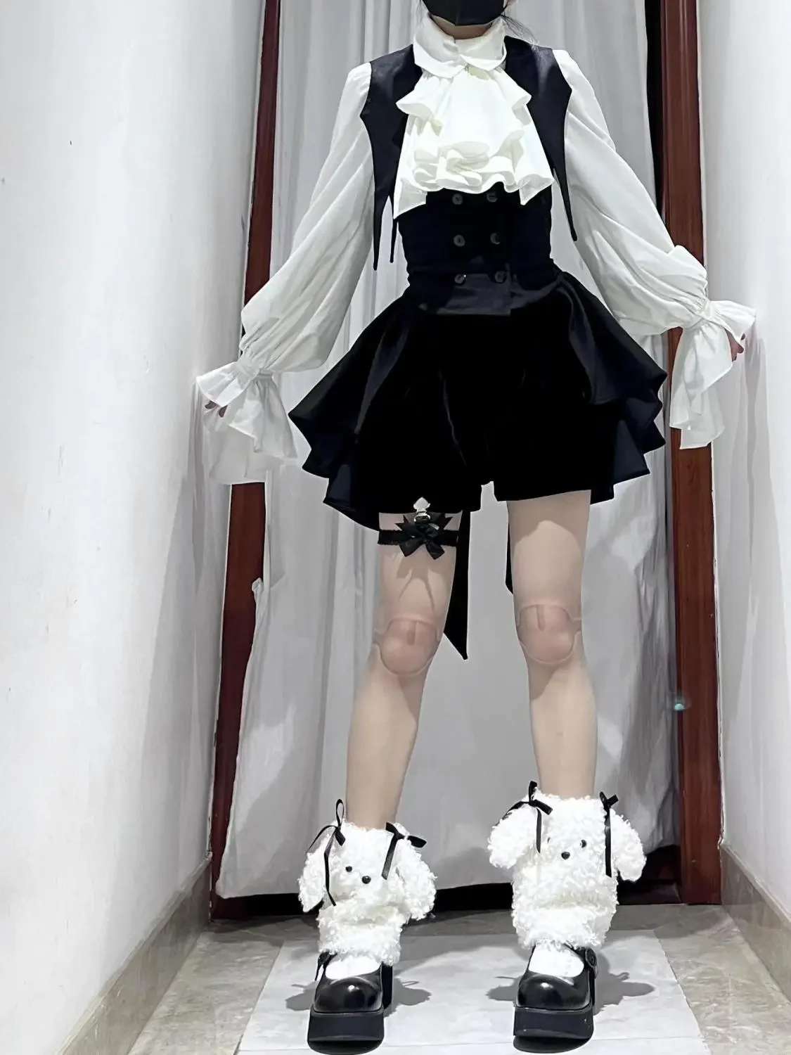 Готическая Лолита комплект из 3 предметов женская белая блузка платье феи