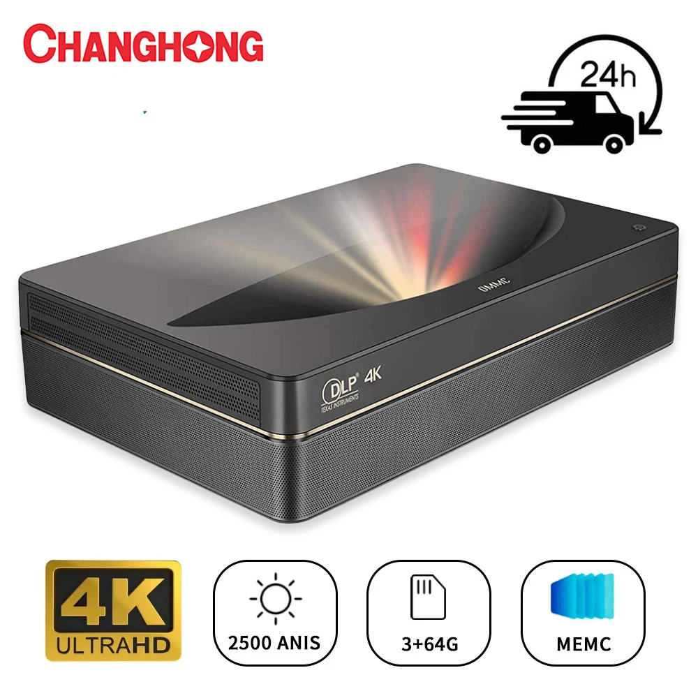 Changhong D7U-OMMC 2500ANSI лазерный проектор 4k ультракороткий фокус DLP проектор с Android MEMC HRD 130% цветовая гамма домашний кинотеатр