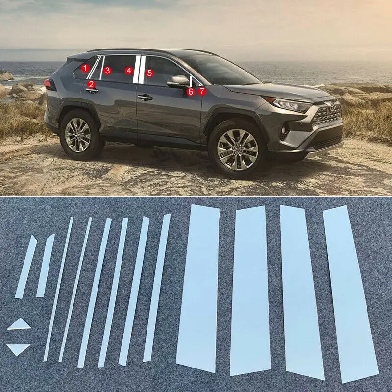 

Exterior Car Window Middle Pillar Post Cover 14pcs For Toyota RAV4 2019-2021
