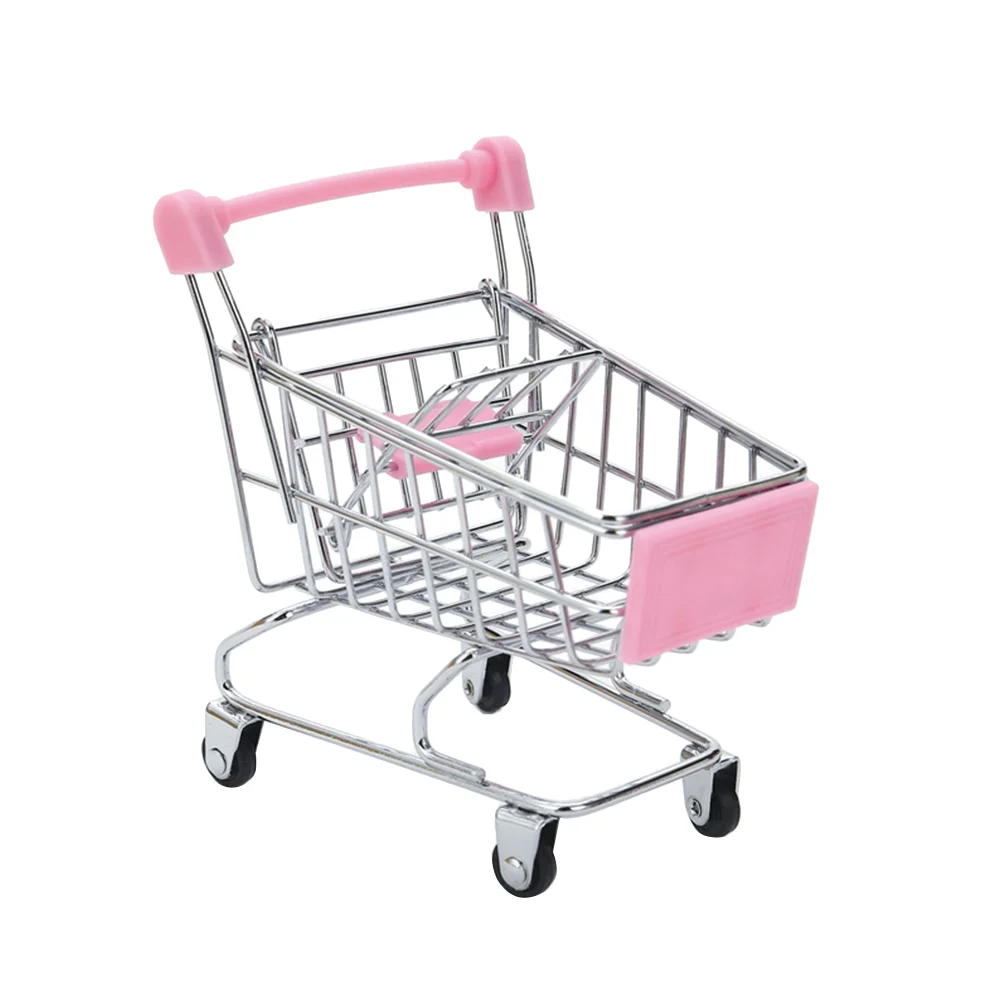 

Playsets Accessory Delicate Mini Shopping Cart Trolley Children Toy Pretending Game Miniature Decoration Chopping Scene Things