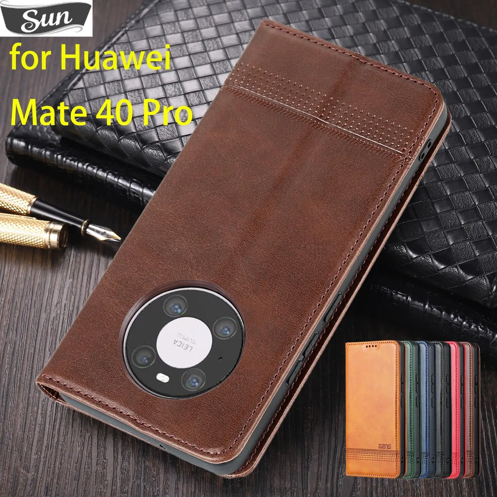 

Deluxe Magnetic Adsorption Leather Fitted Case for Huawei Mate 40 Pro / Mate40 Pro Flip Cover Protective Case Capa Fundas Coque