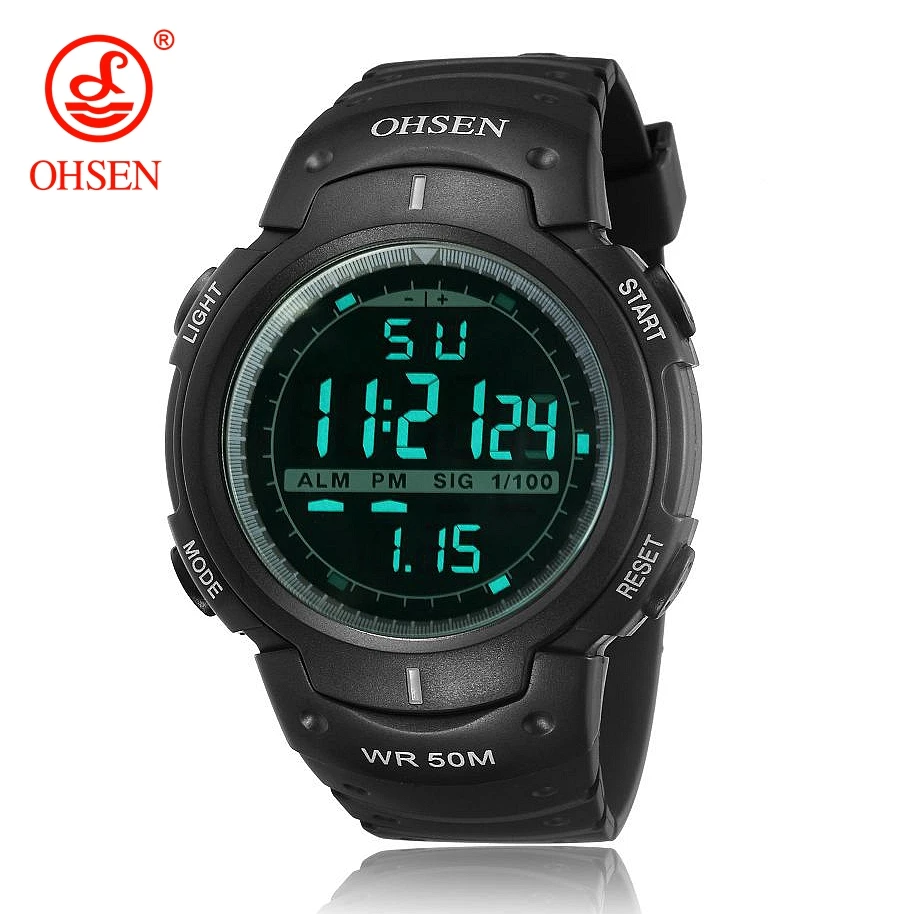 

Black Military Watches for Men Waterproof Digital Sport Watch Men's Stopwatch Large Dial LED Electronic Clocks Reloj Masculino