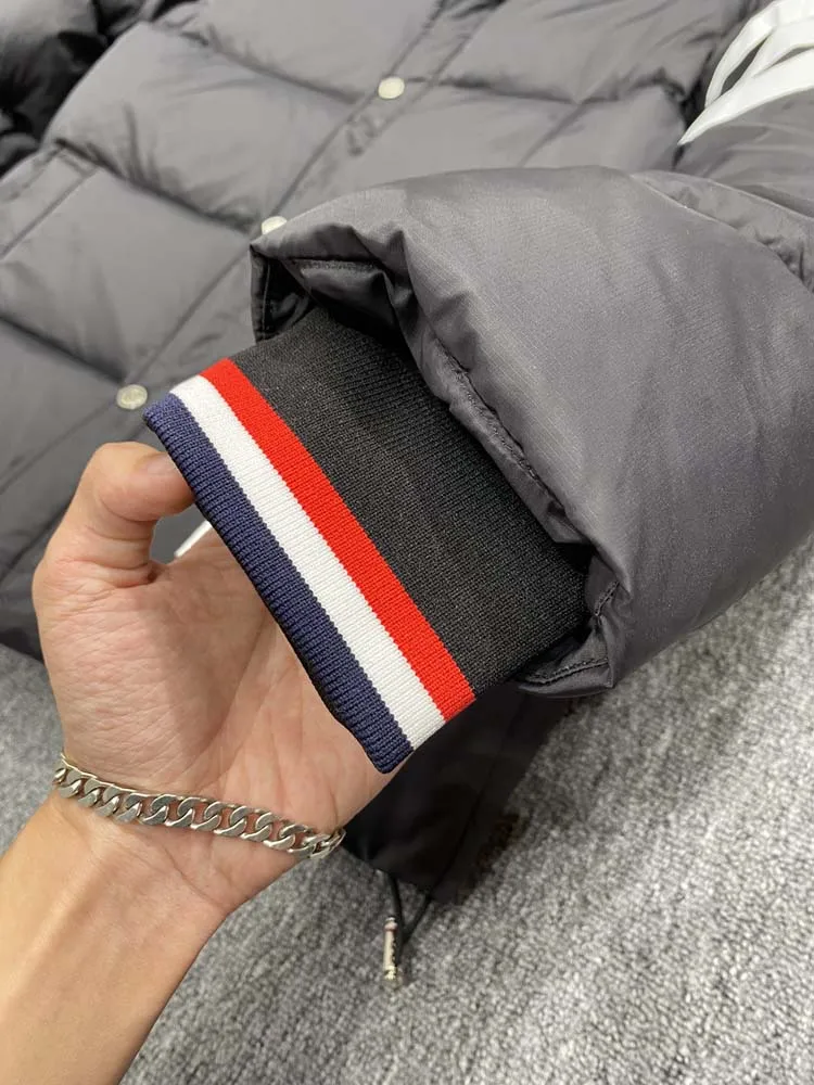 Winter Down Jacket Luxury Brand Classic White Striped Design Duck Down Jacket Korean Fashion Style Hooded Short Jacket