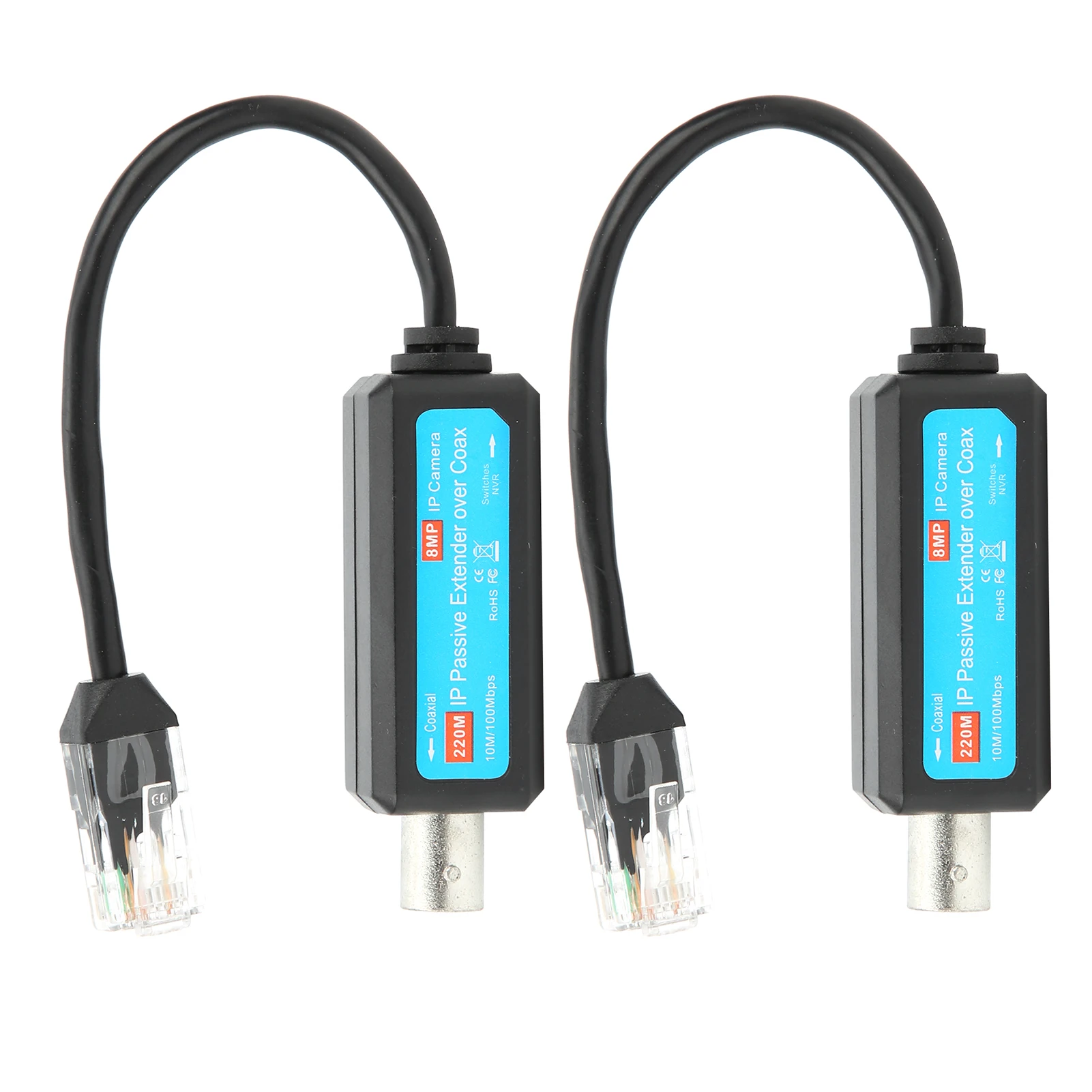 

Pair IP Passive Extender Over Coax Coaxial Network Transmitter 8MP HD for Web Camera over
