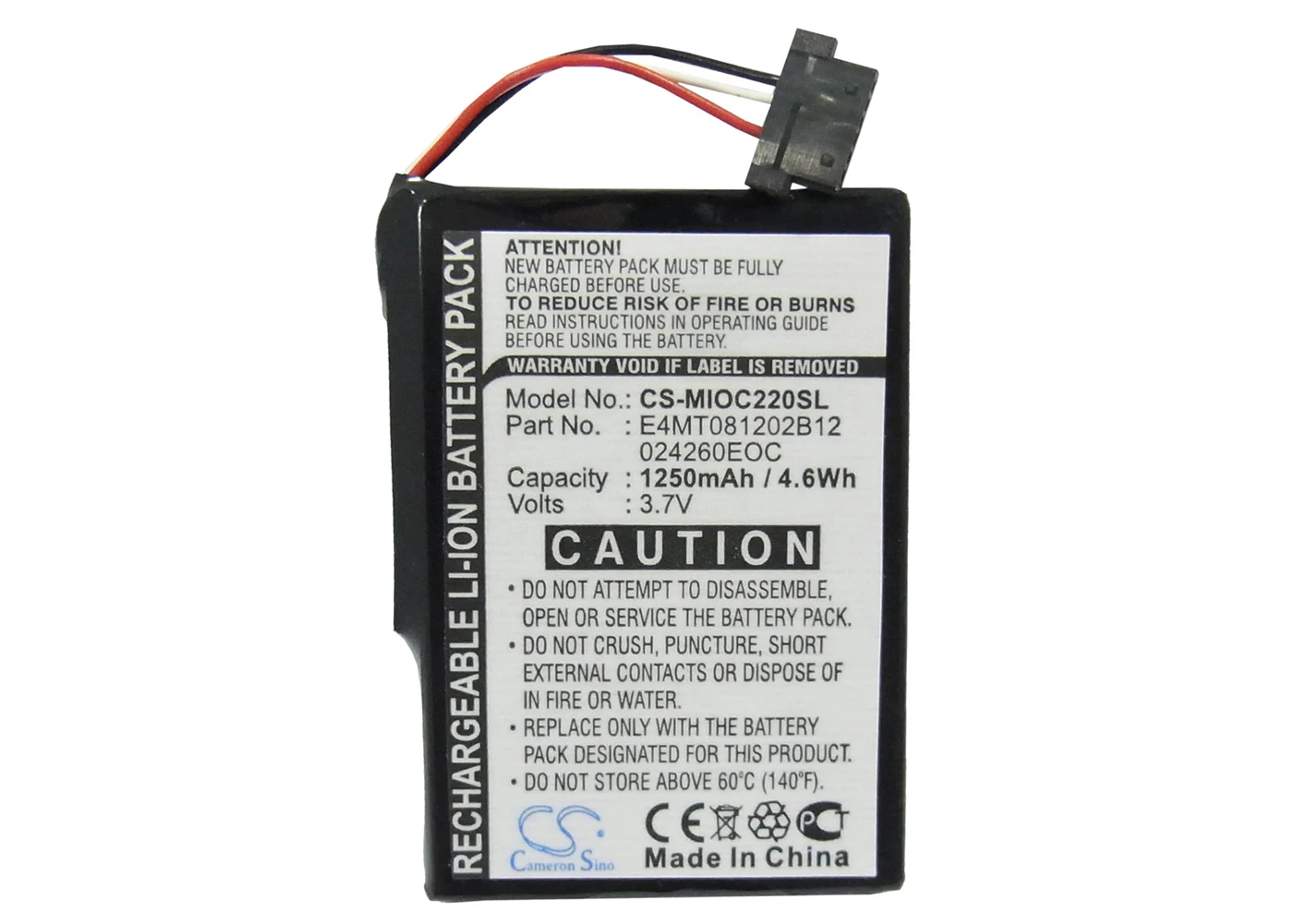 

Cameron Sino 1250mA Battery for Medion MD96309, MD96365, MD96366, MD96368, MD96372, MD96390,MD96392,MD96597 E3MC07135211