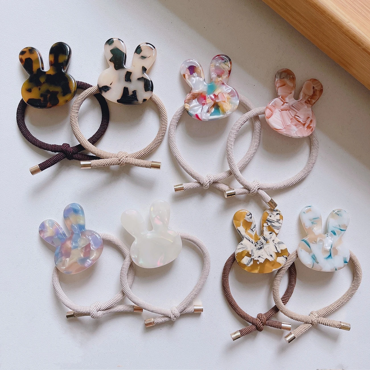

Vintage Cute Rabbit Hair Tie Hair Accessories for Women Animal Rubber Band Ponytail Holder Acetate Fiber Plate Hairband Hairwear