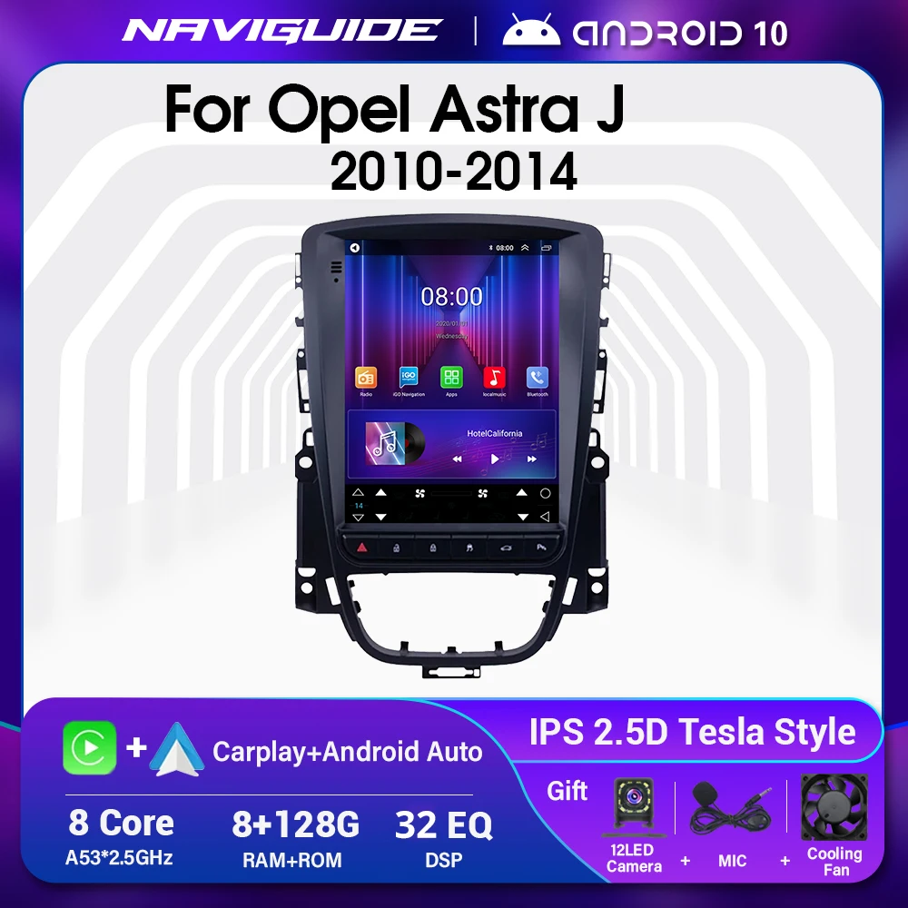 

NAVIGUIDE Car Radio For Opel Astra J Vauxhall Buick Verano 2010-2014 Tesla Style Android10 Multimedia Player GPS Vertical Screen