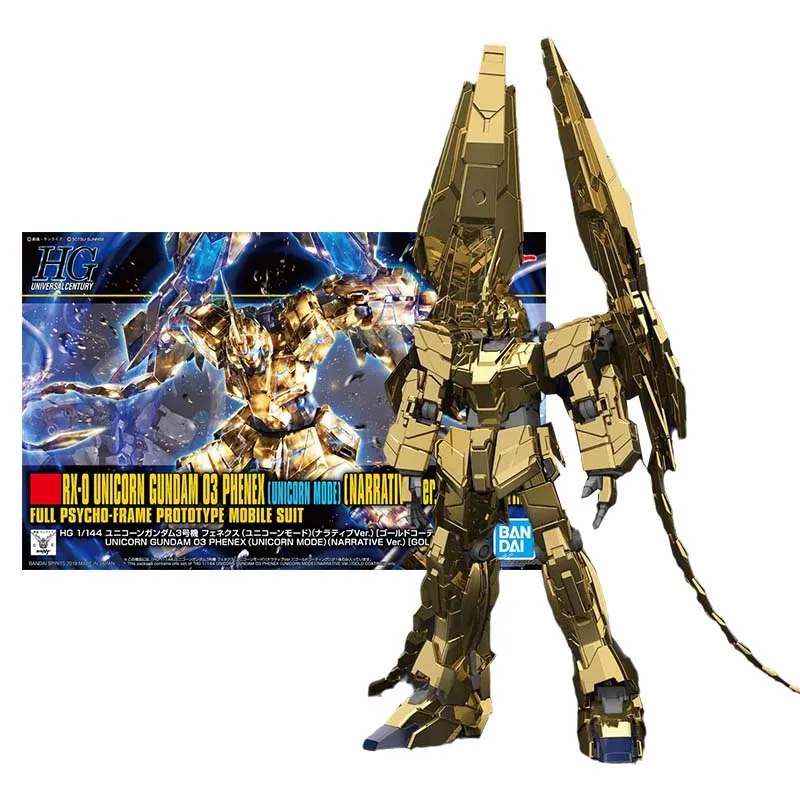 

Набор оригинальных моделей Bandai Gundam, фигурка из аниме, искусственный Единорог 03, повествование о Фениксе, золотое покрытие, фигурка из аниме ...