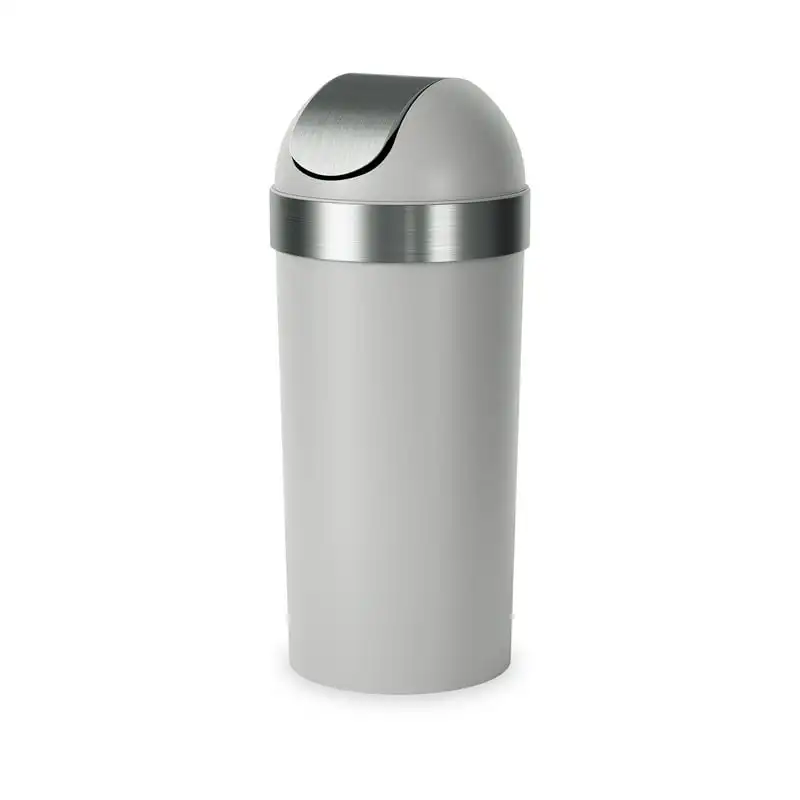 

gal Venti Plastic Swing Top Lid Kitchen Trash Can, Grey