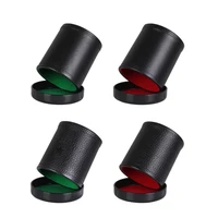 double layer dice cups black pu leather green red flannel lining dice cup bar game ktv entertainment supplies