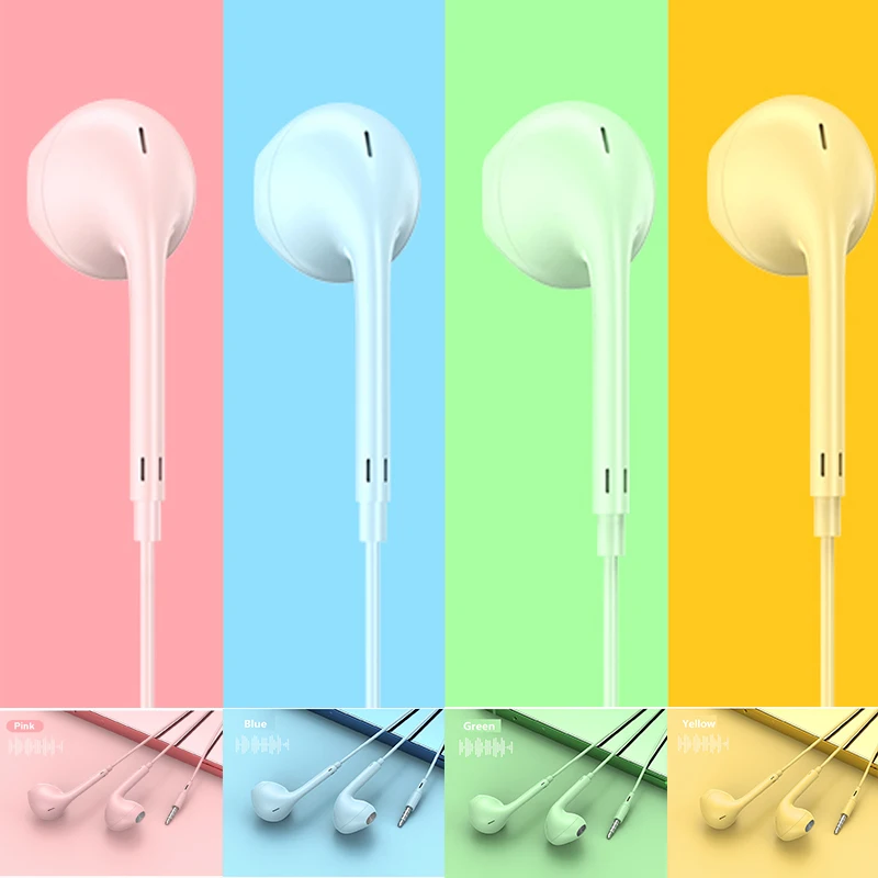 

In-Ear Wired Headphones 3.5mm Round Head Earphones With Built-in Microphone Super Bass Headset For Smartphones Speaker Earbuds