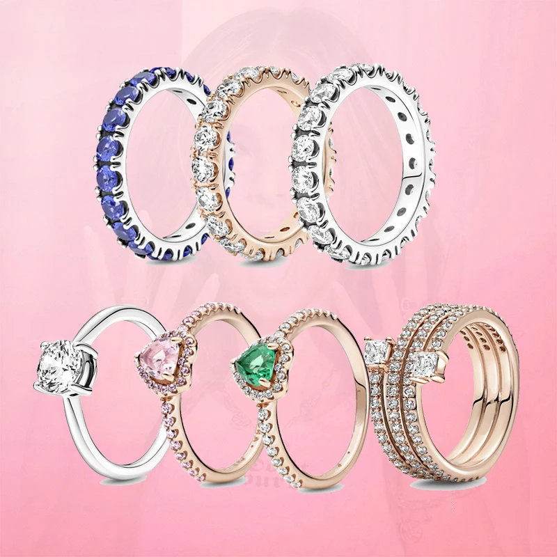

New Hot Sale 2022 925 Sterling Silver Jewelry Cubic Zirconia Love Star Womens Ring Fashion Christmas Gift