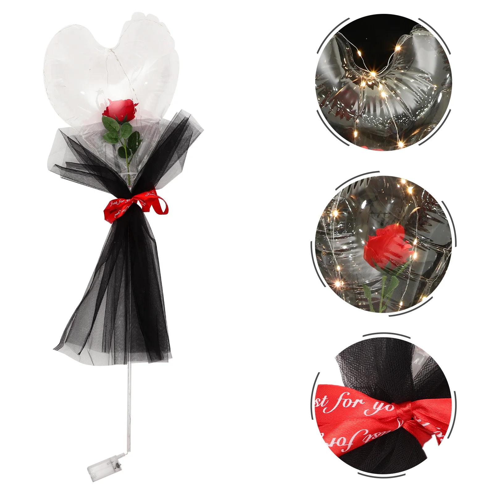

Balloons Bouquet Luminous Balloon Heart Rose Light Up Flowers Decor Flower Led Glowing Transparent Decorations S Day Valentine