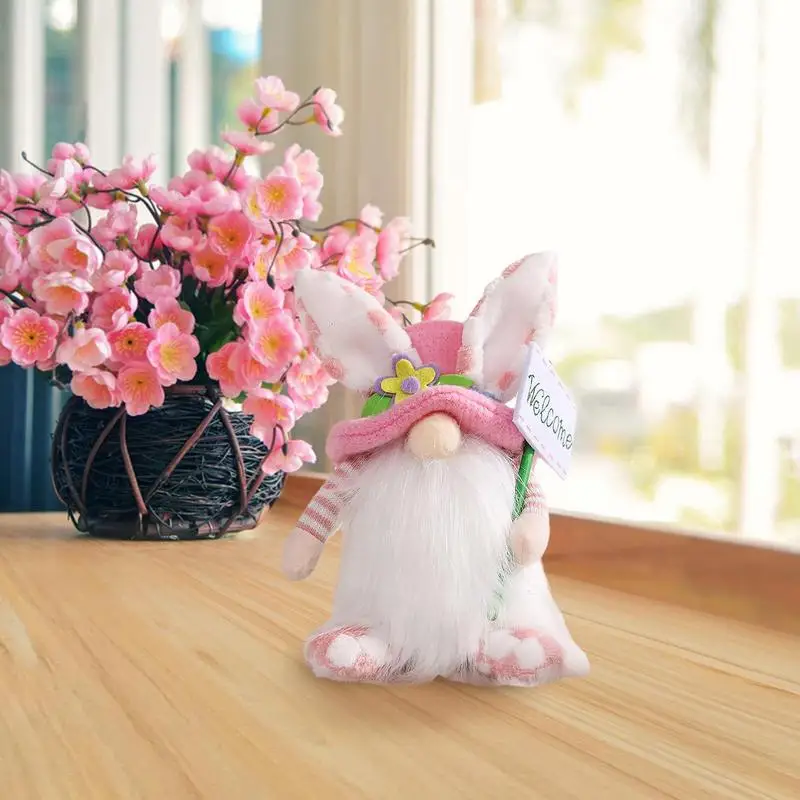 Пасхальные гномы без лица | Украшения для стола в виде ушей кролика из плюша