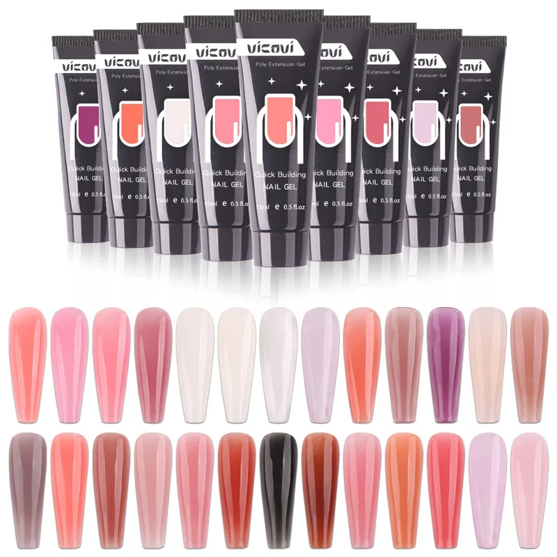 

Pure Color Poly Nail Polish Gel Acrylic Extension Semi Permanent Crystal Jelly Art Design Crystal Extension Glue 15ML Model Glue