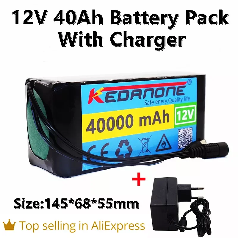

100% New Portable 12v 40000mAh Lithium-ion Battery Pack DC 12.6V 30Ah Battery with EU Plug+12.6V1A Charger