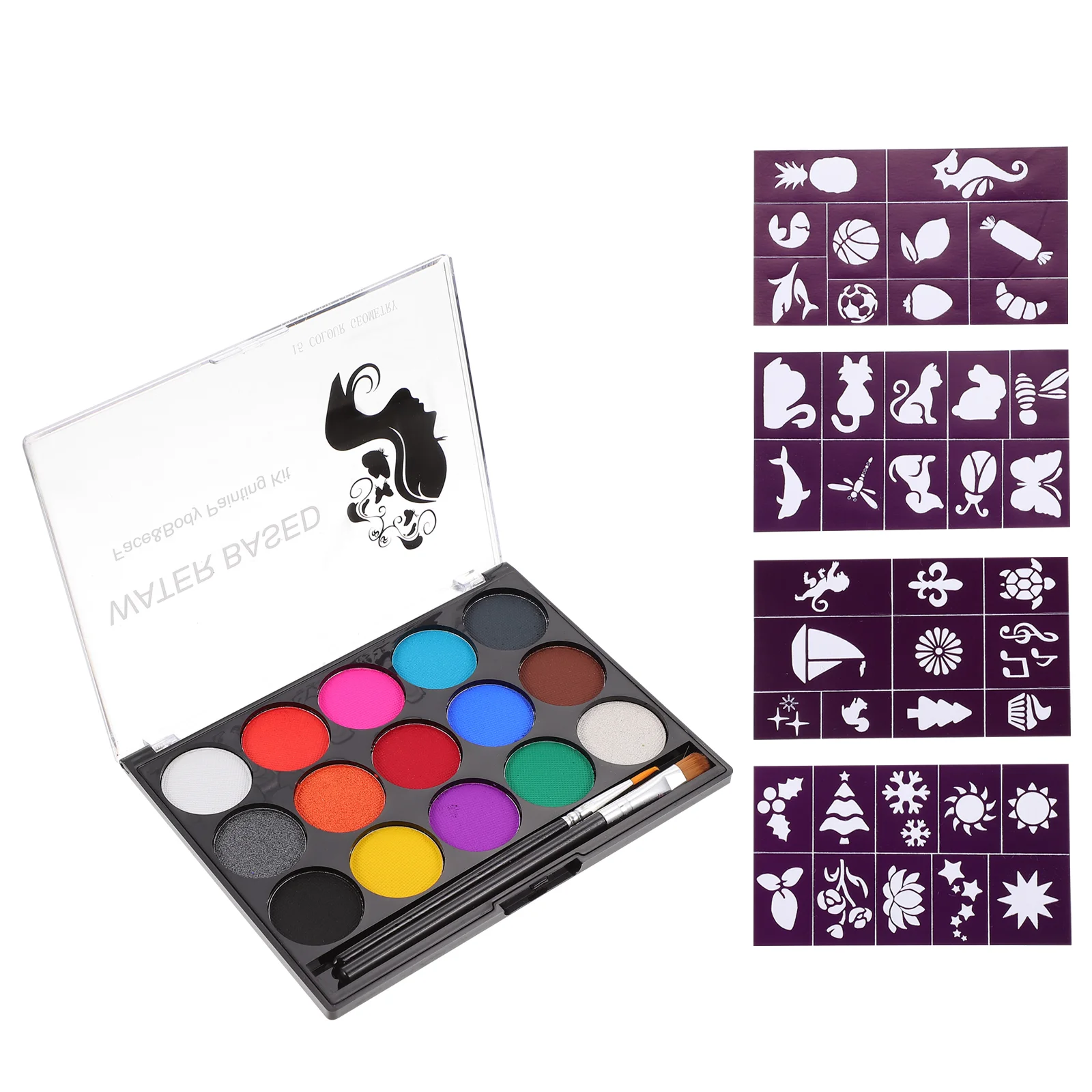 

Paintbody Makeup Kit Stencils Face Kidspainting Reusable Pigment Drawing Professional Template Crafts Oil Flashpallet Make