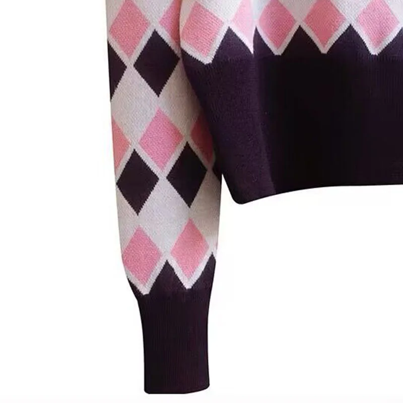 Женский свитер с мультяшной вышивкой пуловеры пышными рукавами и круглым