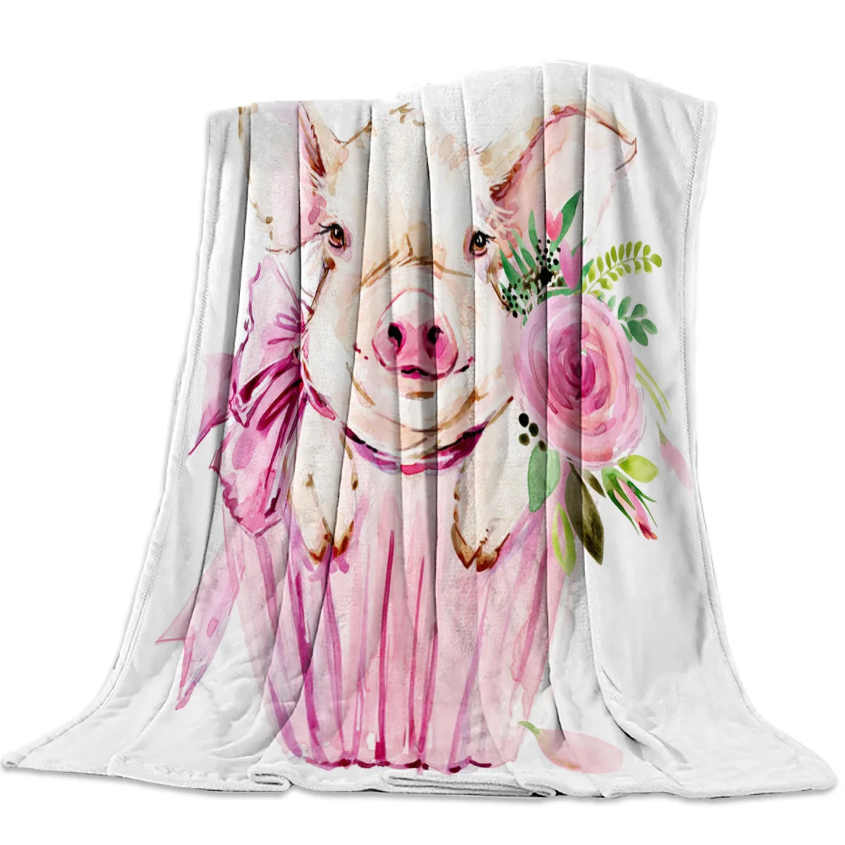 

Фланелевое Одеяло для кровати и дивана, портативное мягкое флисовое покрывало розового цвета с изображением свиньи, цветка, розы, смешное плюшевое покрывало, королева, король, двойной размер