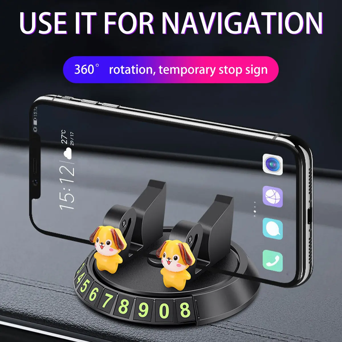 

With Temporary Parking Sign Self Adhesive Non-slip Car Truck SUV Car Phone Holder Stable Dashboard Phone Holder Stand