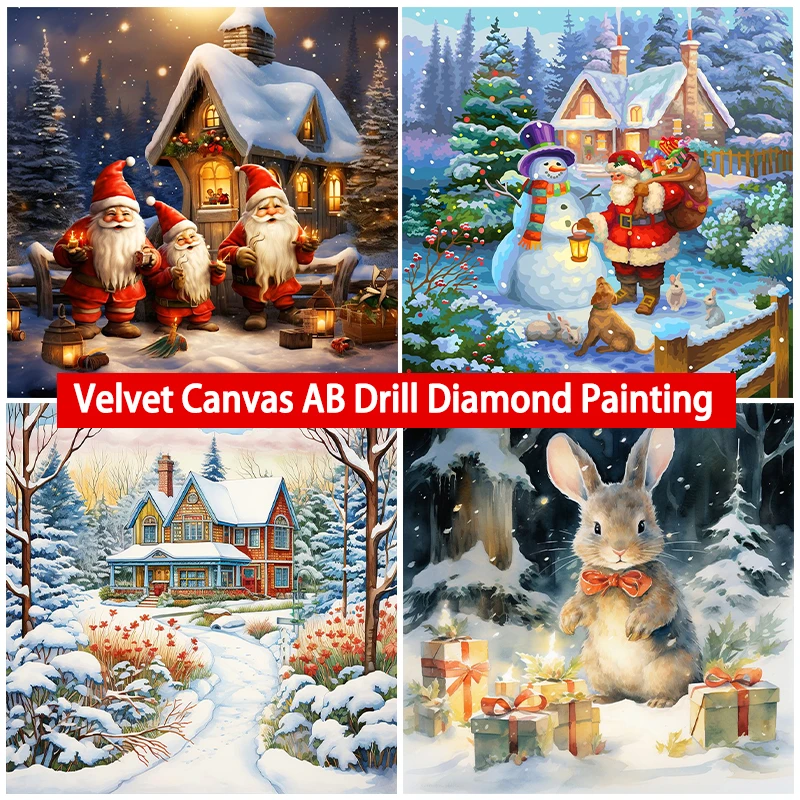 

5D DIY AB Мерцающая бархатная фотография, Рождественская Снежная сцена, Милая Вышивка снеговика, мозаика, искусство, детский подарок, рукоделие, домашний декор