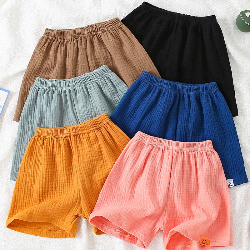 Fashion Shorts Boy Solid Color Children's Clothing Girls Pants Cotton Linen Bread Baby Short bottom Infant korea style 0-8Y DS19