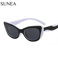 fashion women cat eye sunglasses shades uv400 vintage black white color inset eyewear female gradient gray lens sun glasses