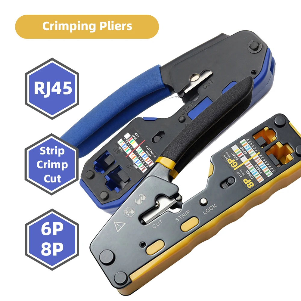 

RJ45 Crimping Tool Pliers Network Crimper Stripper Cutter Ethernet Cable Clamp Cat6 Cat5e Cat5 RJ11 Connector Electrician Tools