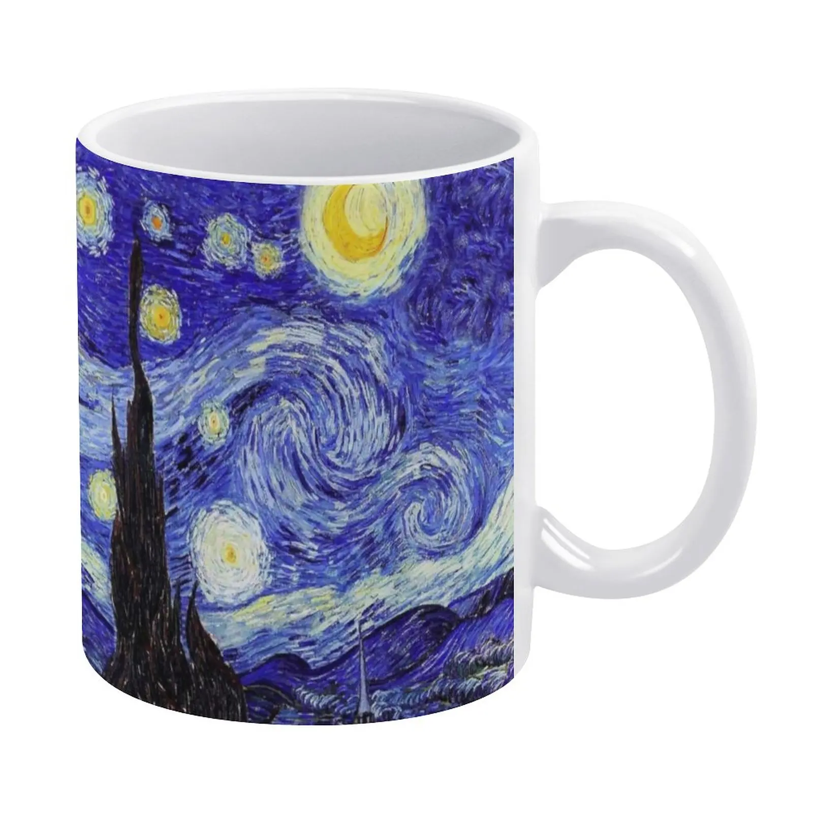 

Van Gogh Mountains Mug Starry Night Mountain Inspiration Funny Porcelain Mug Drinking Creative Cups