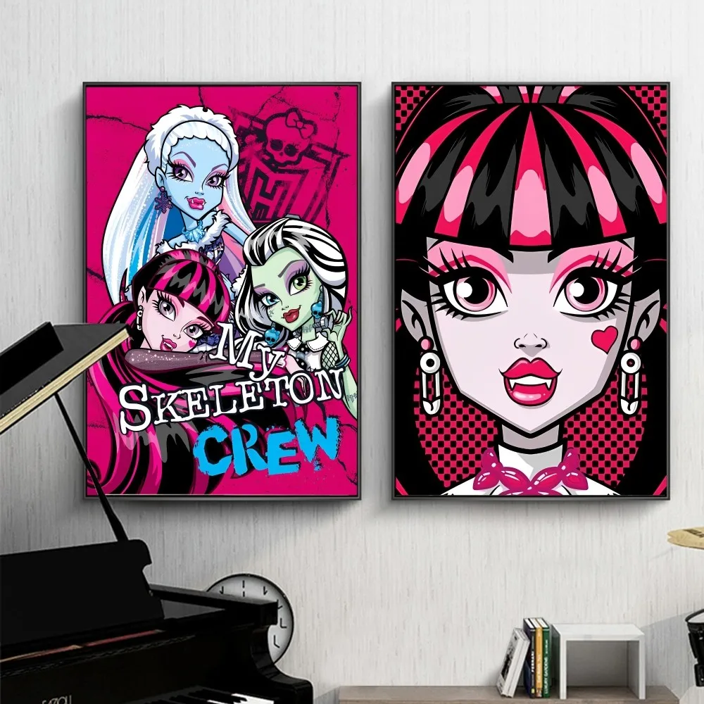 

Cartoon M-Monster H-High Girl Poster Self-adhesive Art Poster Retro Kraft Paper Sticker Bar Cafe Vintage Decorative Painting
