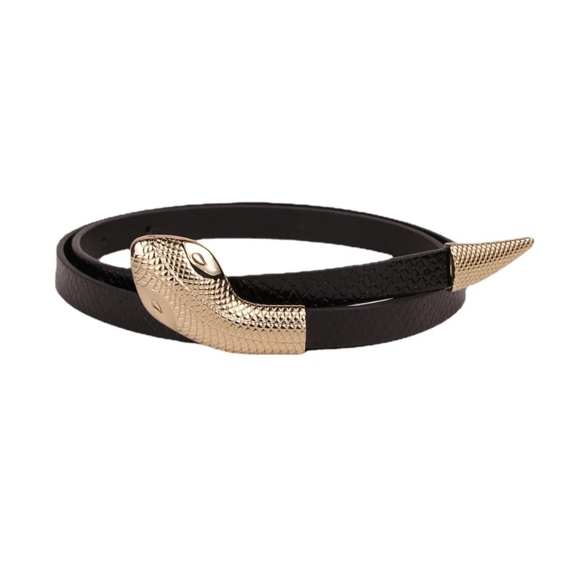 

Women Daily Belt for Dresses Ladies Waist Belt with Golden Color Snake Shape