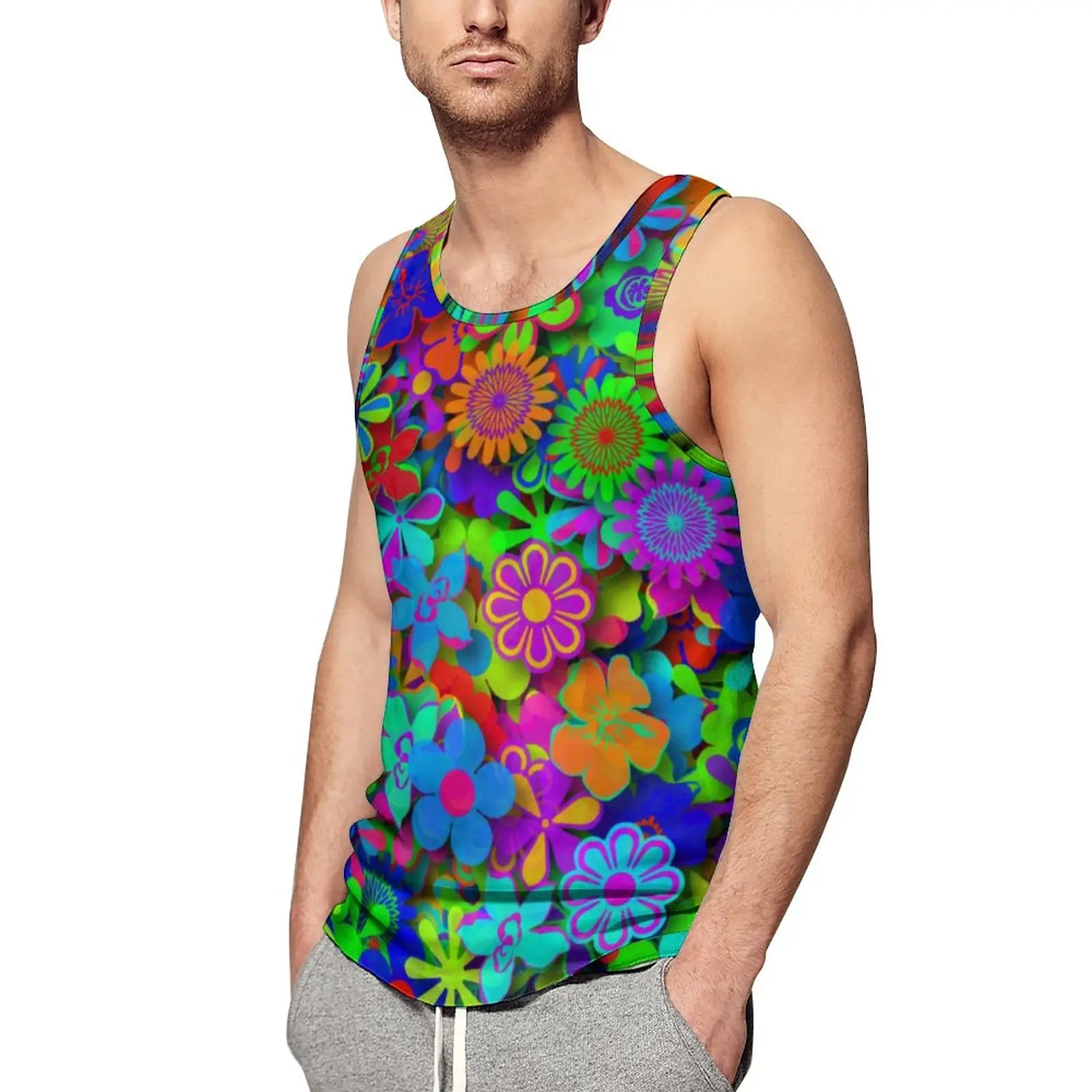 

Cute Groovy Peace Tank Top Flowers Garden Streetwear Tops Summer Bodybuilding Men Graphic Sleeveless Shirts Big Size 4XL 5XL