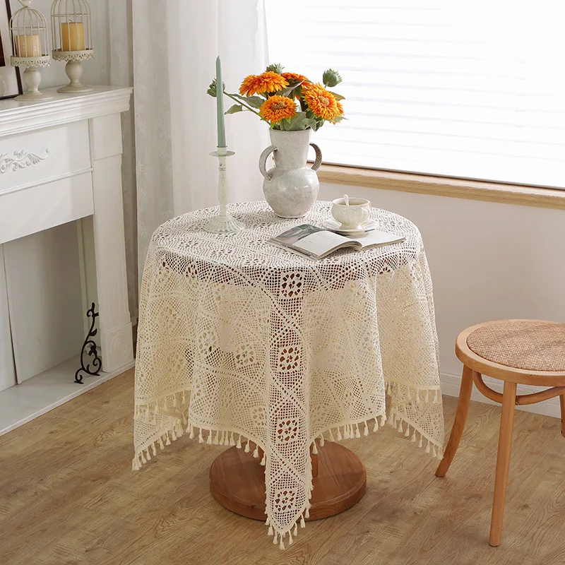 

American Pastoral Crochet Scarf Table Cloth Woven Tablecloth Openwork Table Cloth Piano Towel Shooting Props