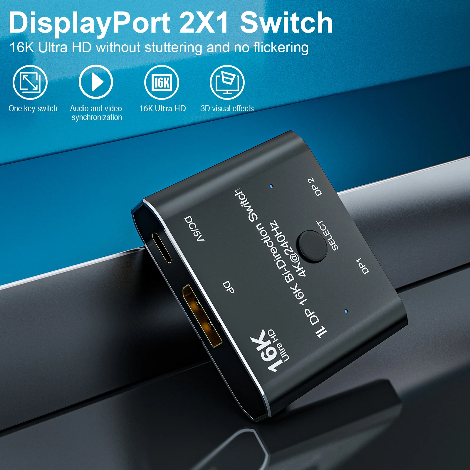 Коммутатор DisplayPort 2 0 16K @ 60hz 4K 240hz DP к переключатель сплиттер 80Gbps HDR 3D для монитора