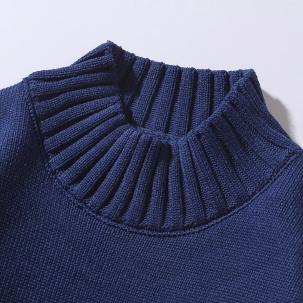 Men Fashion Slim Splicing Turtleneck Knitted Sweater Pullover Winter Warm Thermal Jumper Knitwear Tops