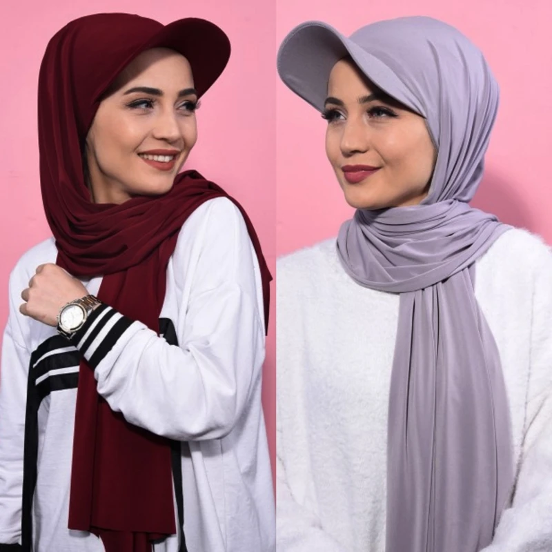

Fashion Women Muslim Hijab Jersey Scarf Summer Sports Baseball Caps Ladies Headwrap Ready To Wear Headscarf Bonnet