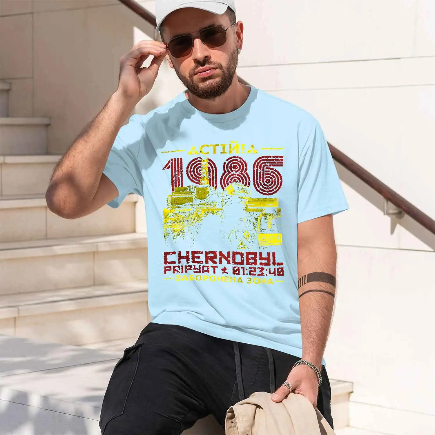 Фото ERNOBYL 1986 2026 Новая модель мужской футболки с коротким рукавом и круглым вырезом, классическая повседневная модель, несколько цветов и размеров для ежедневной носки на протяжении всего дня. №4