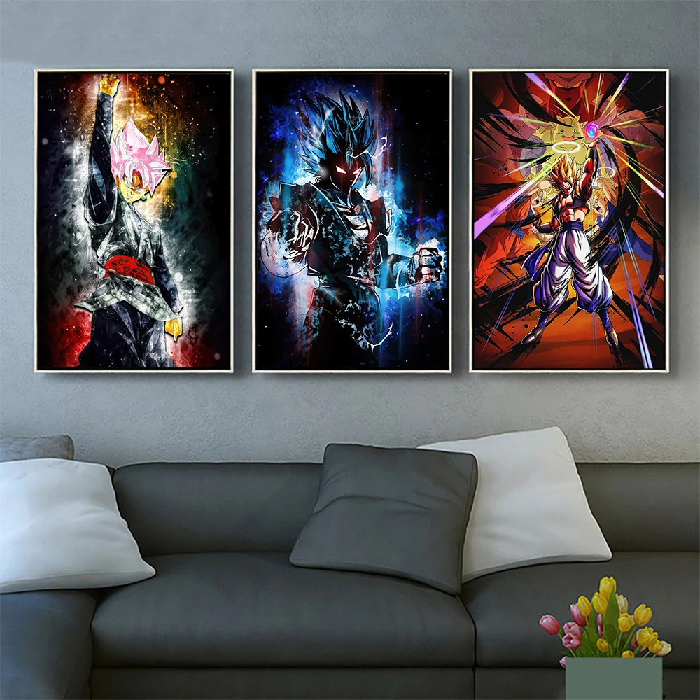 

Dragon Ball Anime Poster Canvas Painting One Piece Printed Kakarot Saiyan Transform Glow Mural Kids Room Bedroom Home Decor