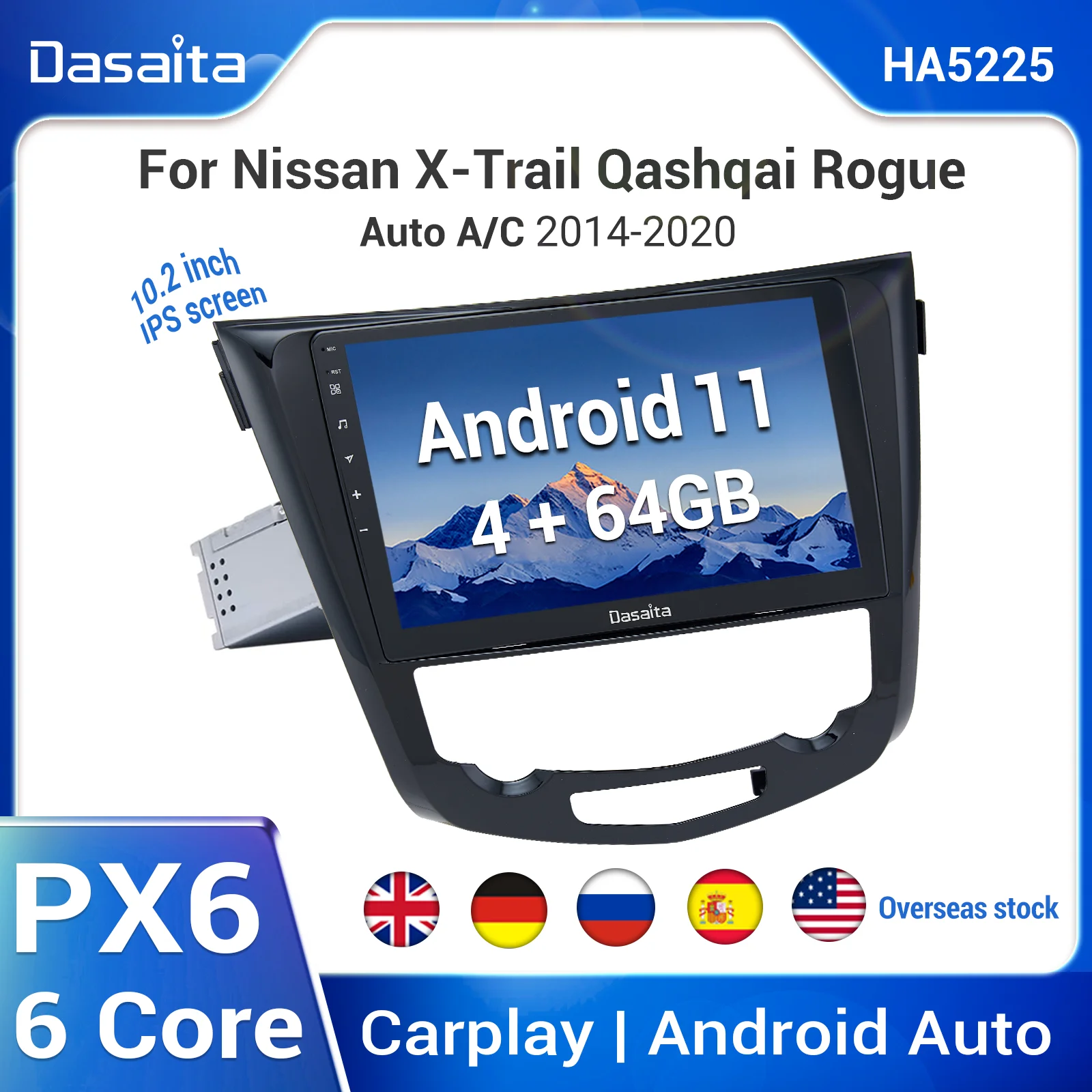 Автомобильный радиоприемник Dasaita 10 2 дюйма 1 Din для Nissan X-Trail Xtrail T32 Qashqai j11 2014-2019 Android 11