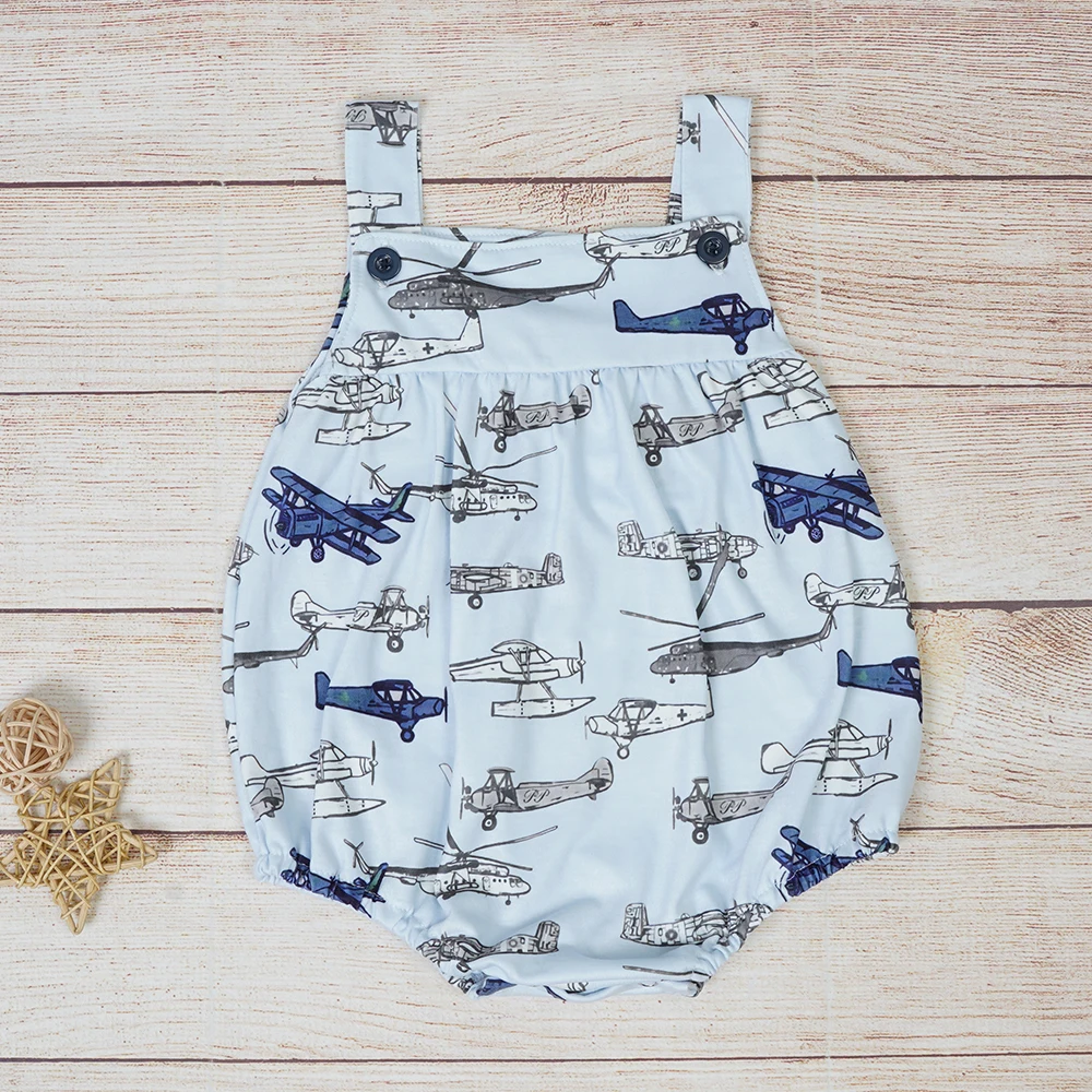 

0-3T Summer White Boy Clothes Sleeveless Romper With Cartoon Planes Pattern Embroidery Toddler Infants One-piece Bodysuit Wears