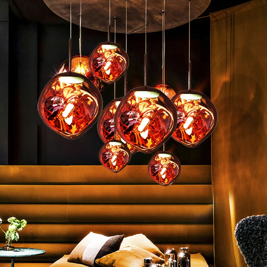 

Nordic LED Glass Pendant Lights Lava Decoration Room Decor Indoor Lighting Living Room Ceiling lamp Dining Room Light Fixture