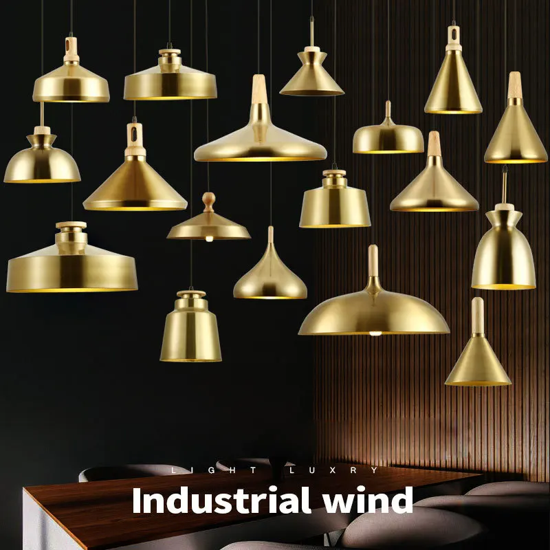 

Retro Copper Gold Iron Electroplated Pendant Lamp Nordic Creative Industrial Wind Lamp Restaurant Light Luxury Pendant Lamp